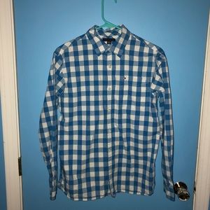 Boys Tommy Hilfiger Blue and White Plaid Button Up